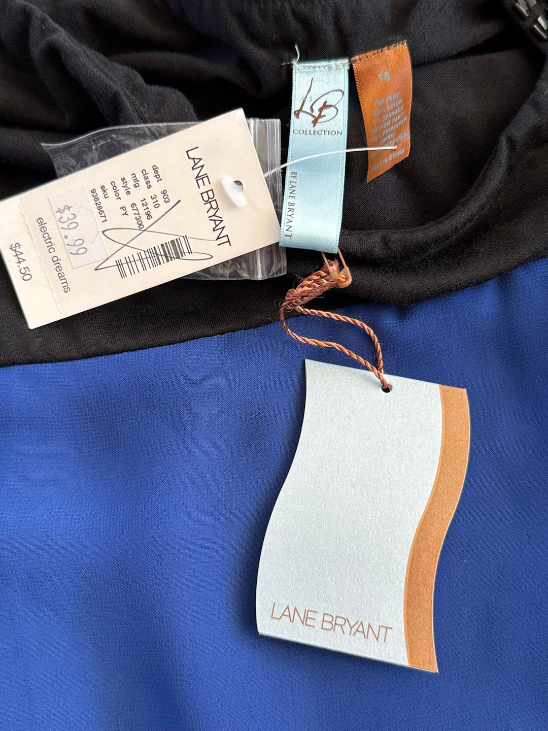 Lane Bryant New With Tags Size 18 Blue/black Blouse