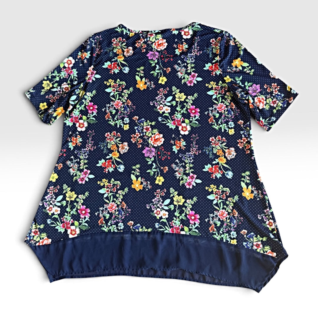 Nina Leonard Preowned great condition Size 1X Navy/multi Tunic