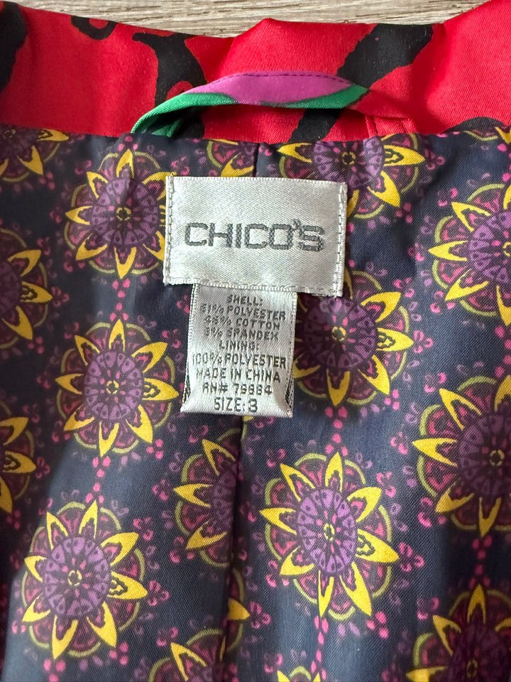 Chico's Preowned great condition Size 3 Red/multi Jacket