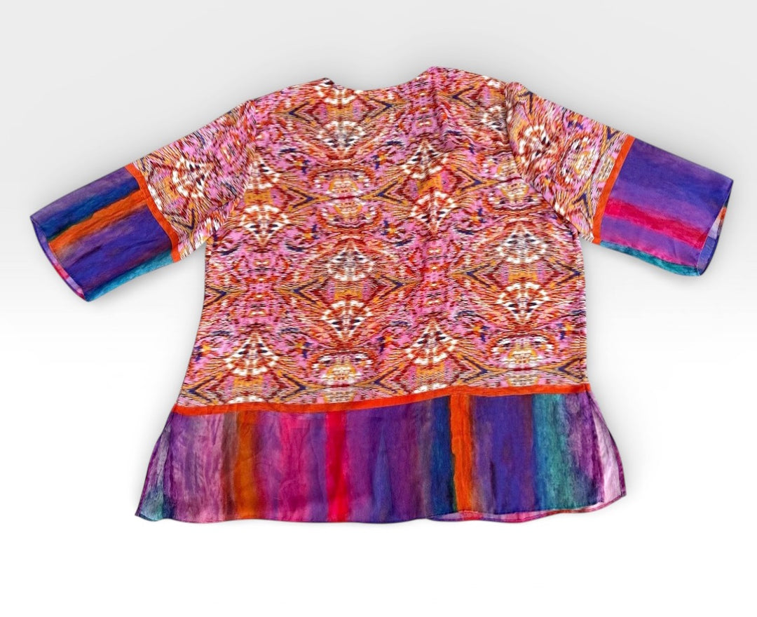 Susan Graver Preowned great condition Size L Orange/multi Cardigan