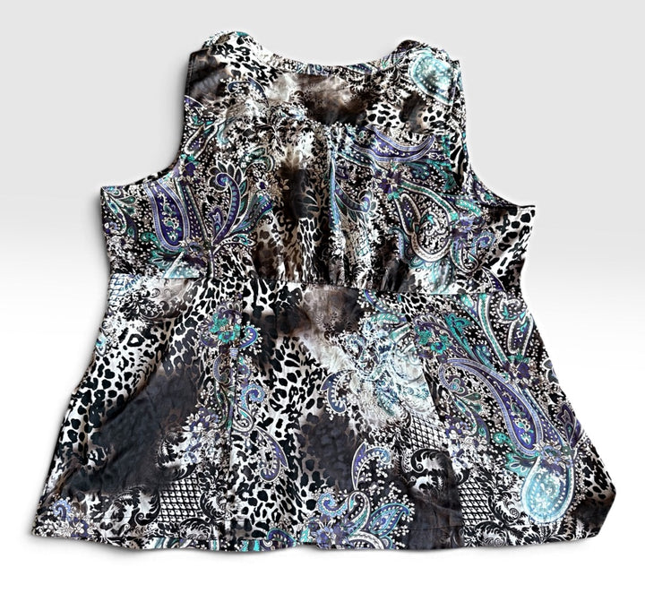 Lane Bryant Preowned great condition Size 24 black/purple/teal Top