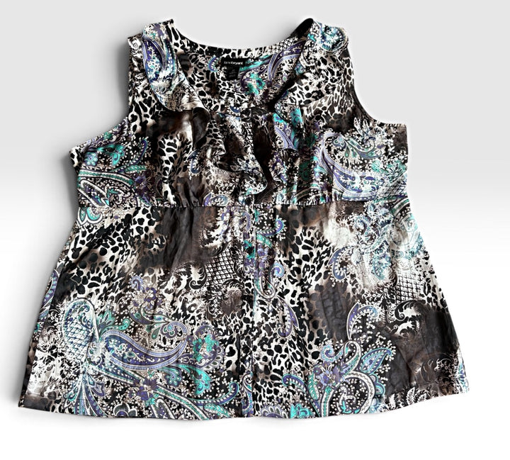 Lane Bryant Preowned great condition Size 24 black/purple/teal Top